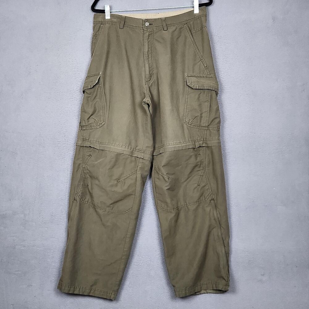 REI Convertible Cargo Pants Mens 34x30 Green Zip Off Hiking Outdoor Nylon Cotton